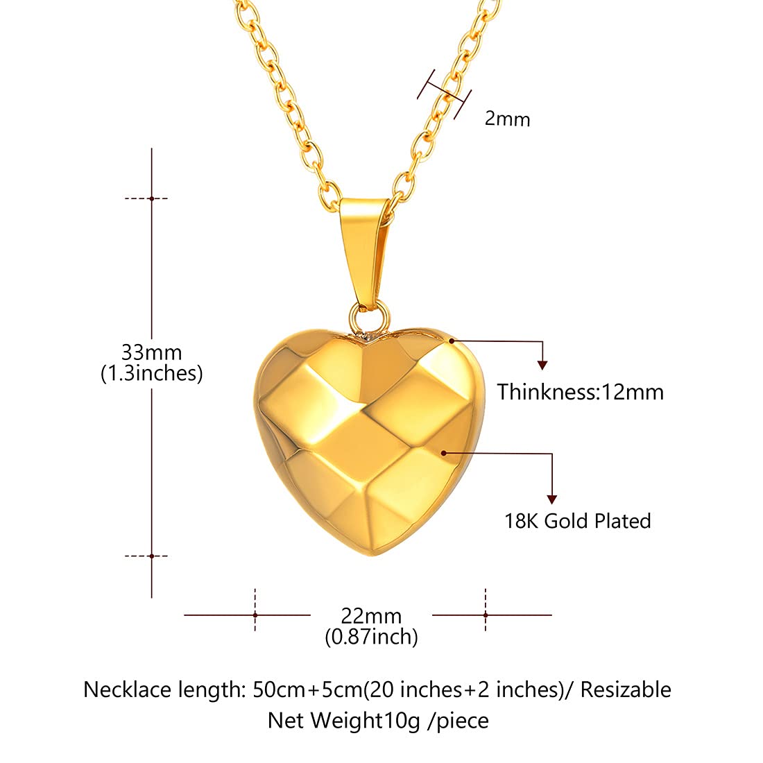 Rockyu ネックレス レディース ハートペンダント チタン製 シンプル シルバー＆ゴールド 18Kメッキ