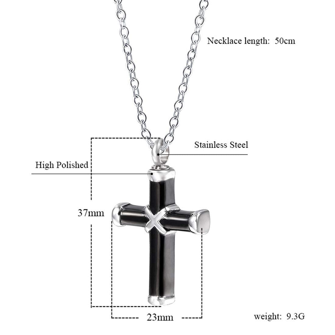 Rockyu クロス メモリアルネックレス｜ステンレス製 遺骨ペンダント メンズ