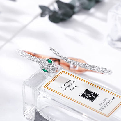 Rockyu 蛇形ブレスレット レディース 18K仕上げ ジルコニア 純チタン製