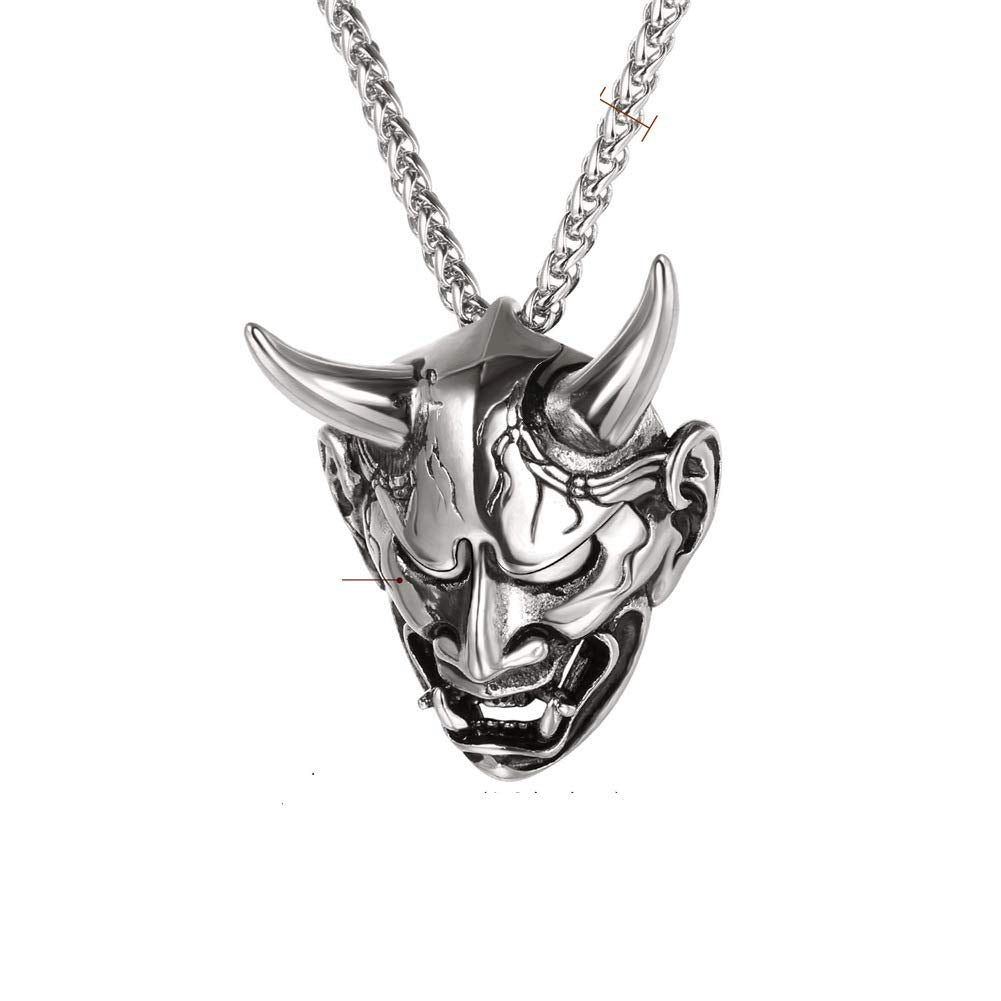 Rockyu 般若ネックレス メンズ｜鬼面デザイン 316Lステンレス 3色展開