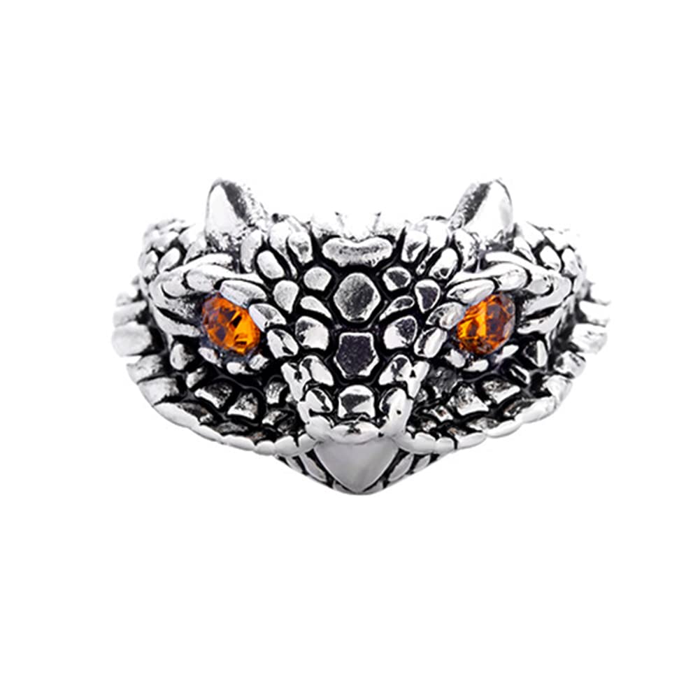 【龍眼輝く】スネークリング メンズ｜アンティーク風ステンレス製フリーサイズリング