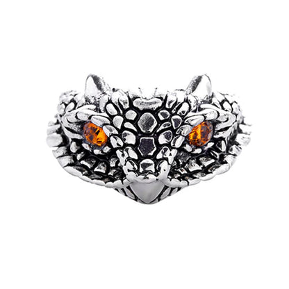 【龍眼輝く】スネークリング メンズ｜アンティーク風ステンレス製フリーサイズリング