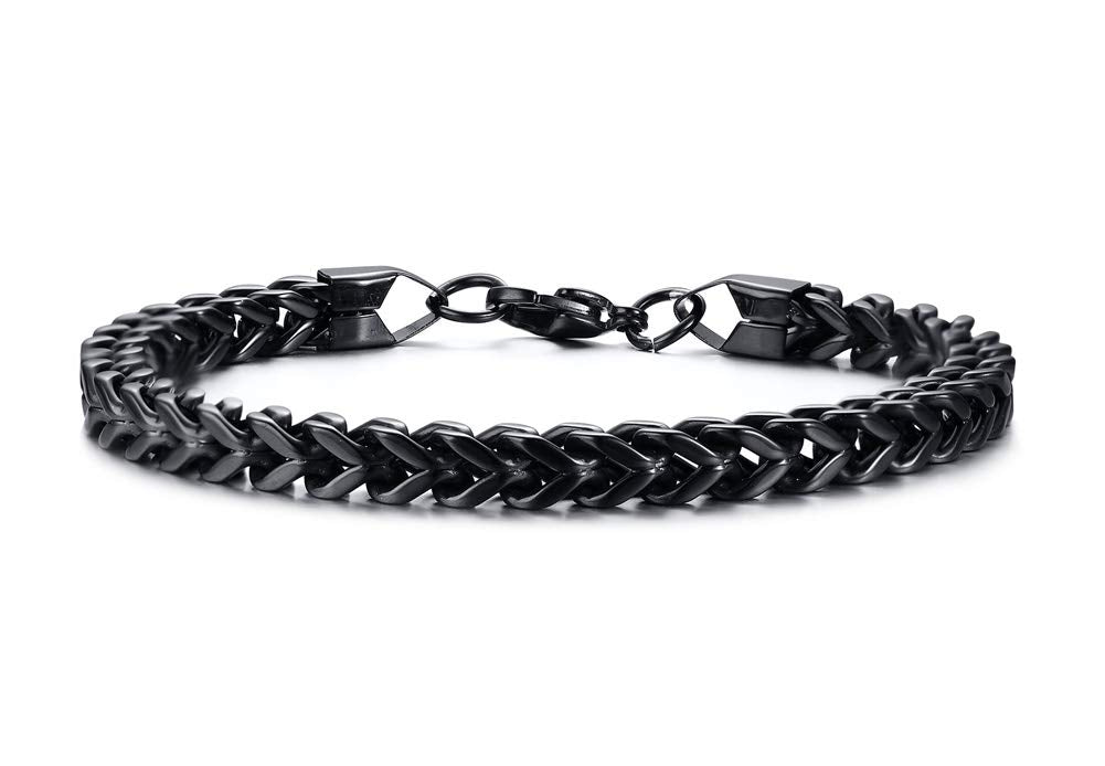 Rockyu メンズ ブレスレット ゴールド チェーン ステンレス スリム 6mm