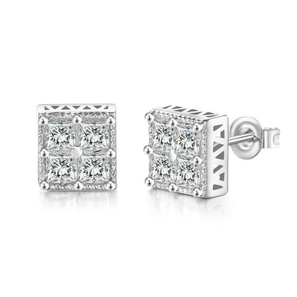 Rockyu ピアス メンズ ゴールド シルバー 両耳 小さめ ボール 正方形 スクエア 3mm ジルコニアピアス 銅製 セカンドピアス つけっぱなし 金属アレルギー対応 男女兼用 かっこいい 誕生日 記念日 プレゼントアクセサリー