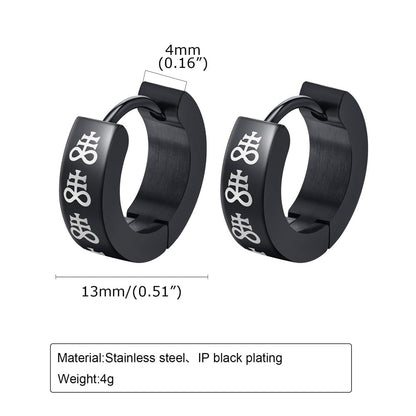 Rockyu ステンレス製 ブラックコーティング柄入りフープピアス メンズ 片耳用
