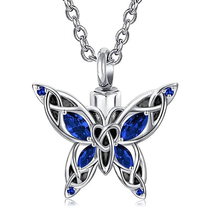 Rockyu ネックレス レディース ステンレス 蝶モチーフ 誕生石入り メモリアルジュエリー お守り 追悼ネックレス ギフト