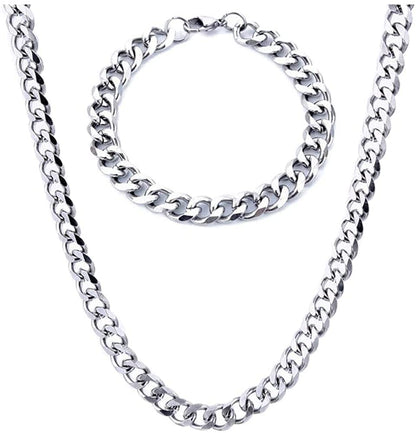 Rockyu ネックレス メンズ 喜平チェーン ブレスレット セット シルバー ステンレス製