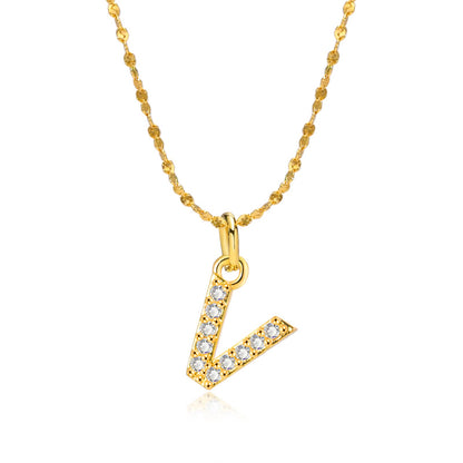 Rockyu ネックレス レディース ゴールド イニシャルペンダント ジルコニア アレルギー対応