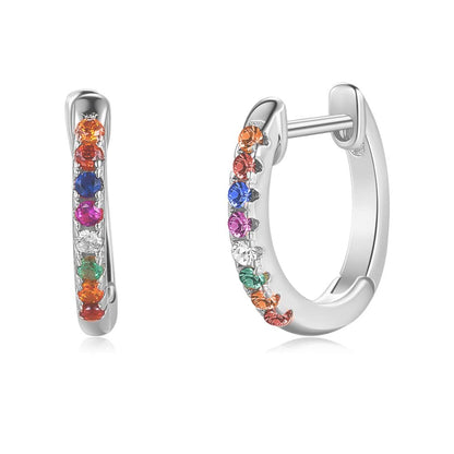 Rockyu ピアス レディース フープ シルバー925 多粒ジルコニア 金属アレルギー対応