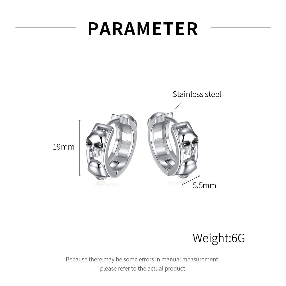 Rockyu ステンレススカルフープピアス メンズ レディース