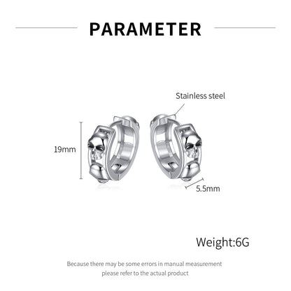 Rockyu ステンレススカルフープピアス メンズ レディース