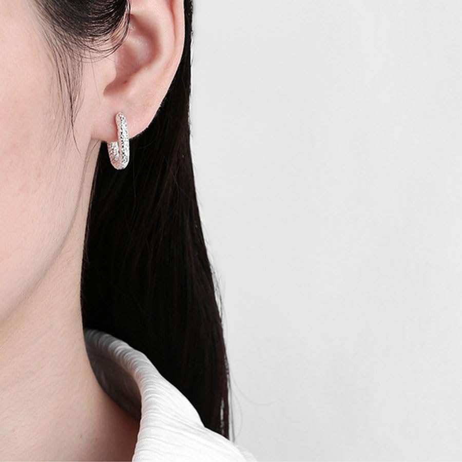 Rockyu シルバー925 不規則テクスチャー フープピアス 小さめハワイ風デザイン