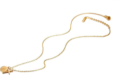 Rockyu ネックレス レディース ゴールド 十字架クロス＆コインペンダント ダブルチャーム