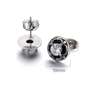 Rockyu ピアス メンズ レディース スターシェイプ ステンレス ブラック&クリア ジルコニア