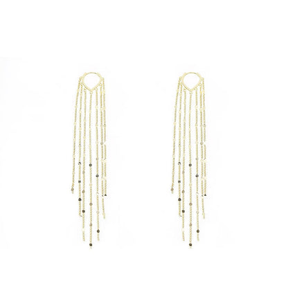 Rockyu フリンジフープピアス レディース ロング 揺れる 18金メッキ 小顔効果 アレルギー対応