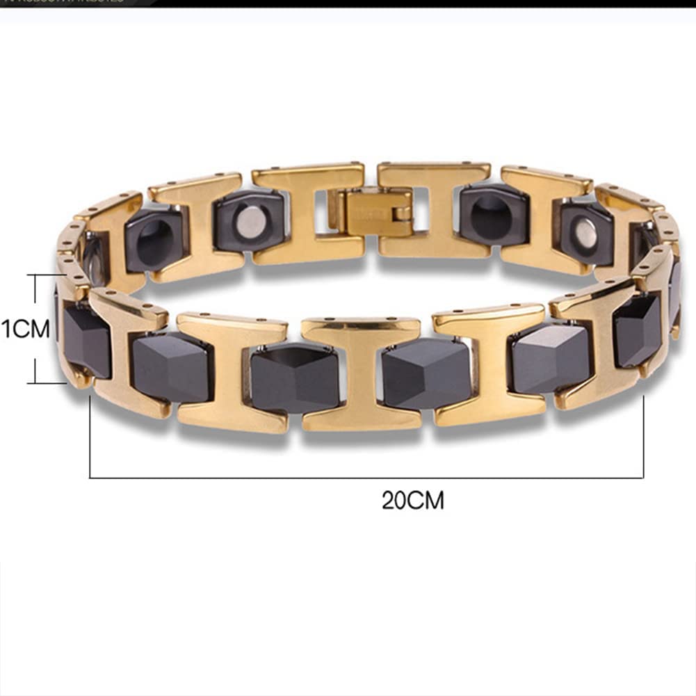 Rockyu ブレスレット メンズ ブラック シルバー ゴールド タングステン鋼 幅広 アクセサリー