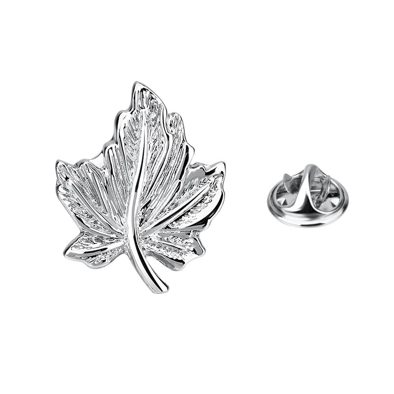 Rockyu ブローチ メンズ レディース 枫の葉 シルバー スーツアクセサリー