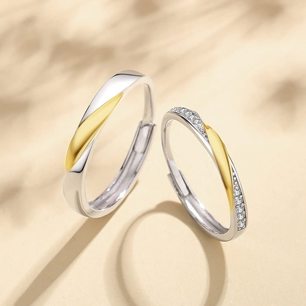 Rockyu ペアリング シルバー925｜メビウス風ツイストデザイン フリーサイズ指輪