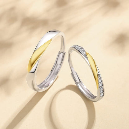 Rockyu ペアリング シルバー925｜メビウス風ツイストデザイン フリーサイズ指輪