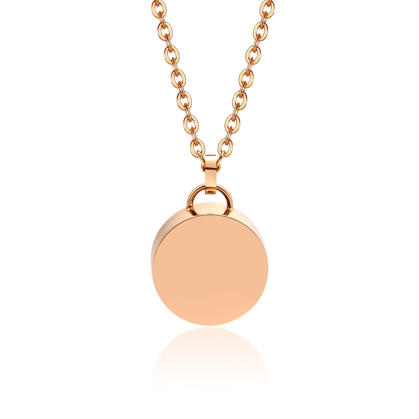 Rockyu サークル型メモリアルネックレス メンズ ステンレス製 遺骨カプセル ロング60cmチェーン