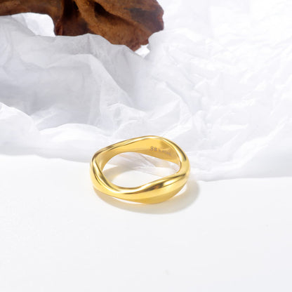 Rockyu 指輪 レディース チタン製 ゴールド＆シルバー 幾何デザイン 鏡面仕上げ