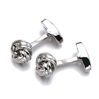 Rockyu メンズカフス 結び目ノットデザイン ステンレス製 丸型 ブラック シルバー ゴールド