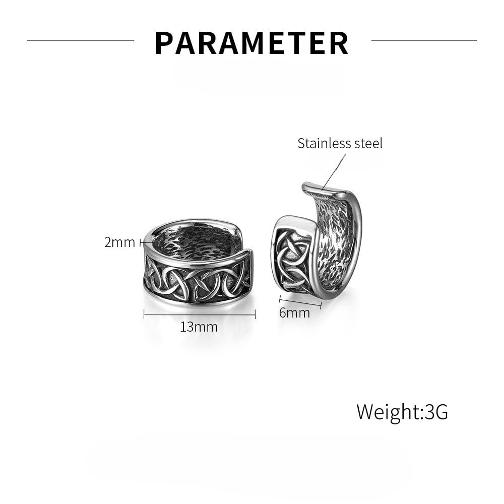 Rockyu イヤーカフ メンズ レディース ステンレス 幾何学模様 シルバー ユニセックス ノンホールイヤリング