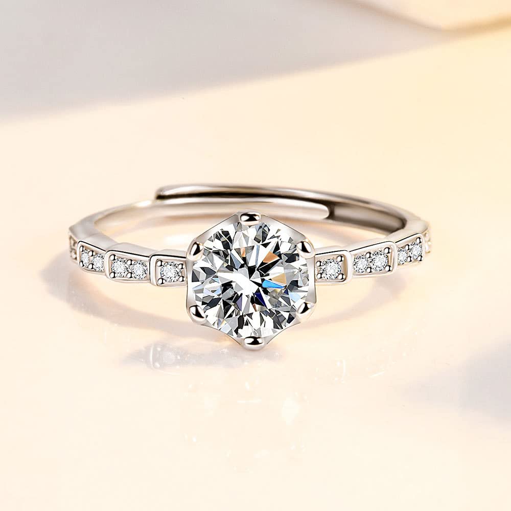 レディース 指輪 フリーサイズ 可愛いジルコニアリング 4デザイン展開 キラキラ大粒シルバーリング