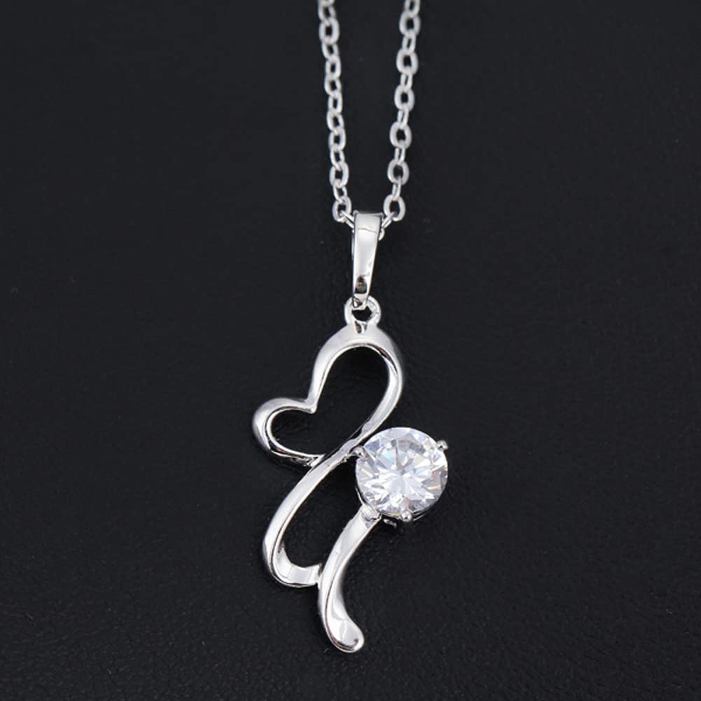 Rockyu ネックレス レディース ハート ジルコニア シルバー＆ゴールド 18K仕上げ