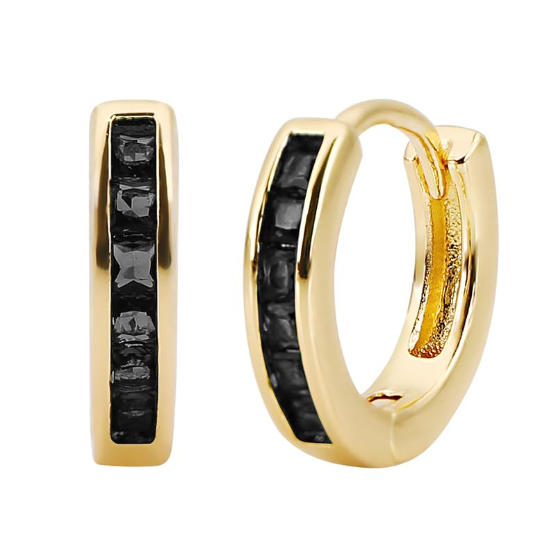 Rockyu ピアス レディース フープ シルバー ゴールド マルチカラー ジルコニア 正方形 リング