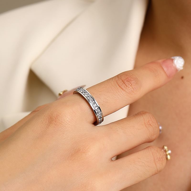 Rockyu エタニティリング レディース チタン ジルコニア ゴールド シルバー 4mm 6mm 8mm おしゃれ プレゼント