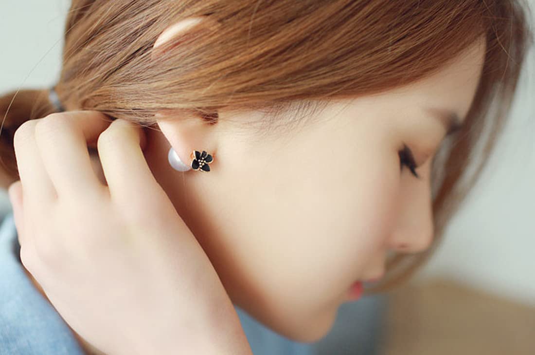 Rockyu ピアス レディース 桜 フラワー 18金仕上げ ピンクゴールド 可愛い 小顔 花モチーフ