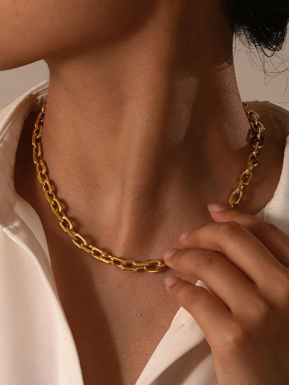 Rockyu ネックレス レディース ゴールド＆シルバー ステンレススチール チェーン チョーカー 調整可能 太め ファッションアクセサリー