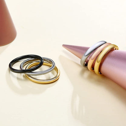 Rockyu クラシック3mmタングステンリング｜シンプル甲丸デザイン 金・銀・ピンクゴールド