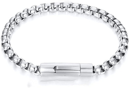 Rockyu ベネチアンチェーン ブレスレット メンズ ステンレス製 シンプルデザイン 6mm 幅 選べるカラー