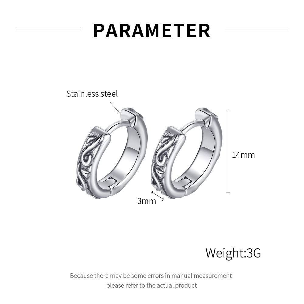 Rockyu 藤紋様ステンレスフープピアス レディース メンズ