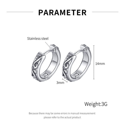 Rockyu 藤紋様ステンレスフープピアス レディース メンズ