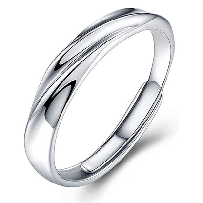 Rockyu ペアリング 純銀 シンプルデザイン シルバー925 メンズ＆レディース フリーサイズ