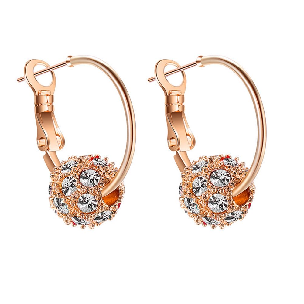 Rockyu ジュエリー フープピアス レディース オーストリア水晶 ミラーボール 揺れるイヤリング