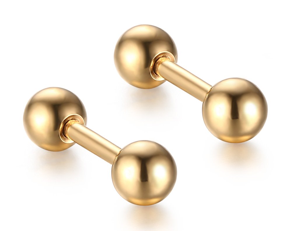 Rockyu バーベルピアス ボール 4mm ステンレス メンズ レディース 軟骨 ピアス 金属アレルギー対応 おしゃれ かっこいい 男女兼用 アクセサリー