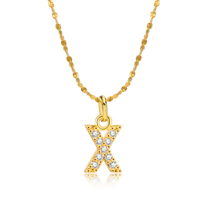 Rockyu ネックレス レディース ゴールド イニシャルペンダント ジルコニア アレルギー対応