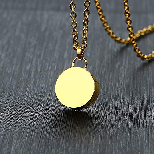 Rockyu サークル型メモリアルネックレス メンズ ステンレス製 遺骨カプセル ロング60cmチェーン