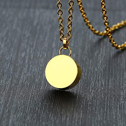 Rockyu サークル型メモリアルネックレス メンズ ステンレス製 遺骨カプセル ロング60cmチェーン