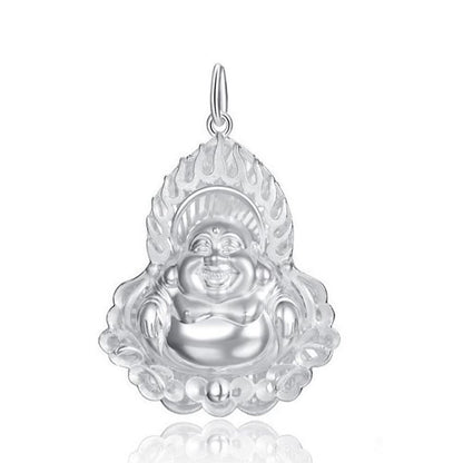 Rockyu ペンダントトップ レディース メンズ S999純銀 仏像 観音菩薩 弥勒菩薩 両面彫り 開運 お守り