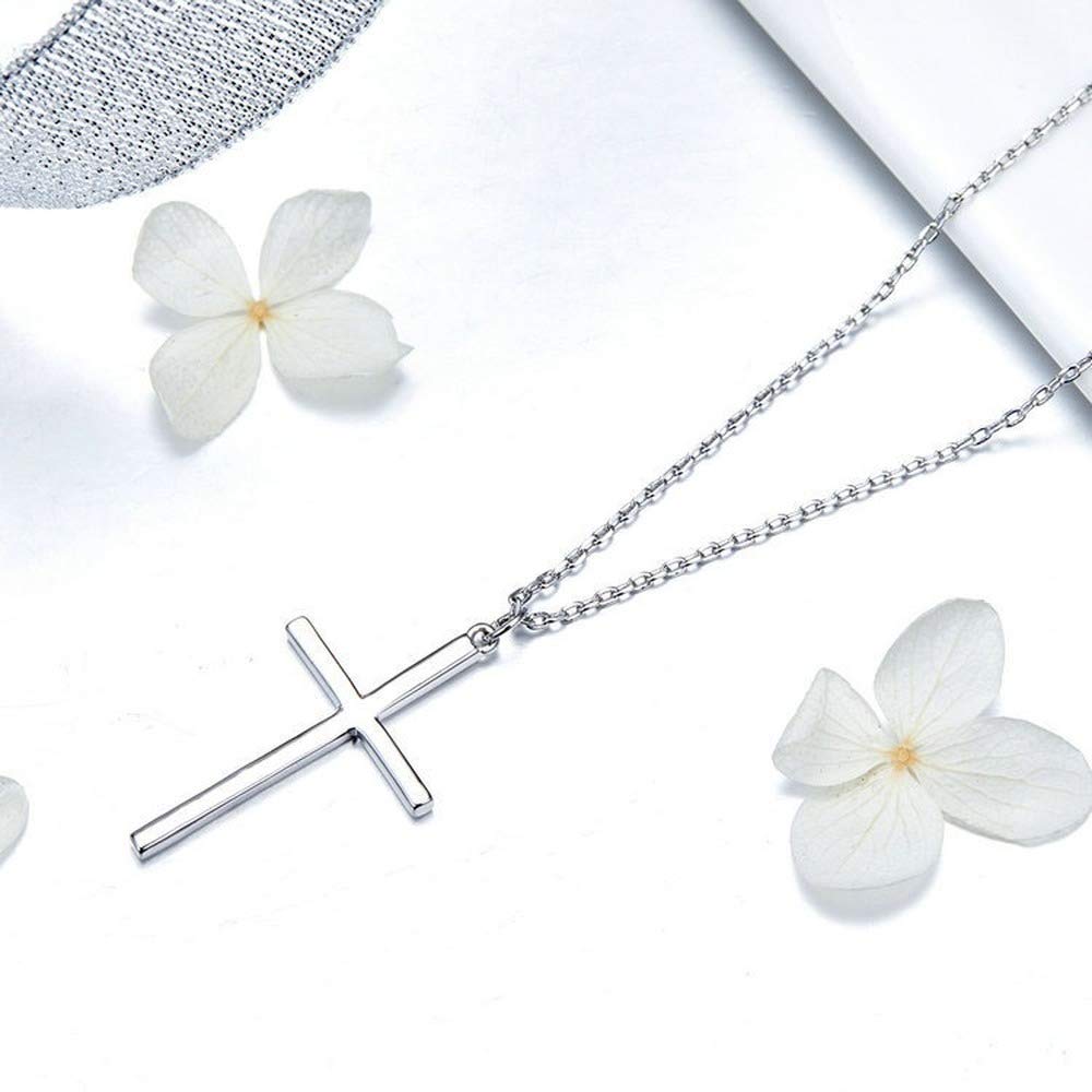 Rockyu レディース 十字架 シルバー ネックレス ステンレス シンプル