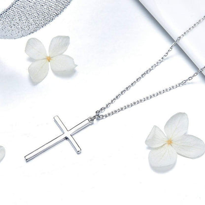 Rockyu レディース 十字架 シルバー ネックレス ステンレス シンプル