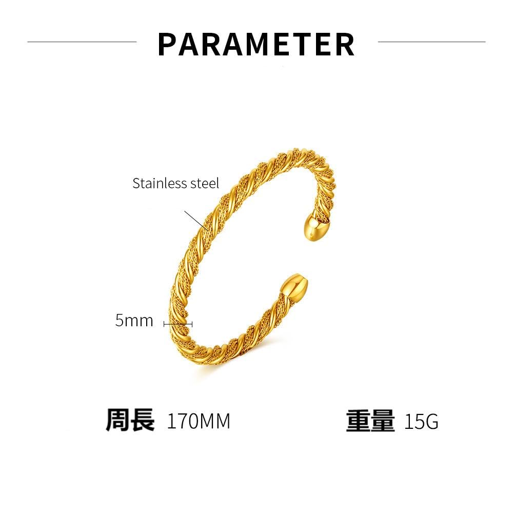 バングル レディース ゴールド ツイストデザイン ステンレス C型