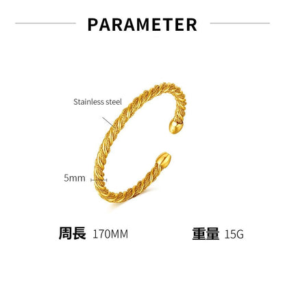 バングル レディース ゴールド ツイストデザイン ステンレス C型