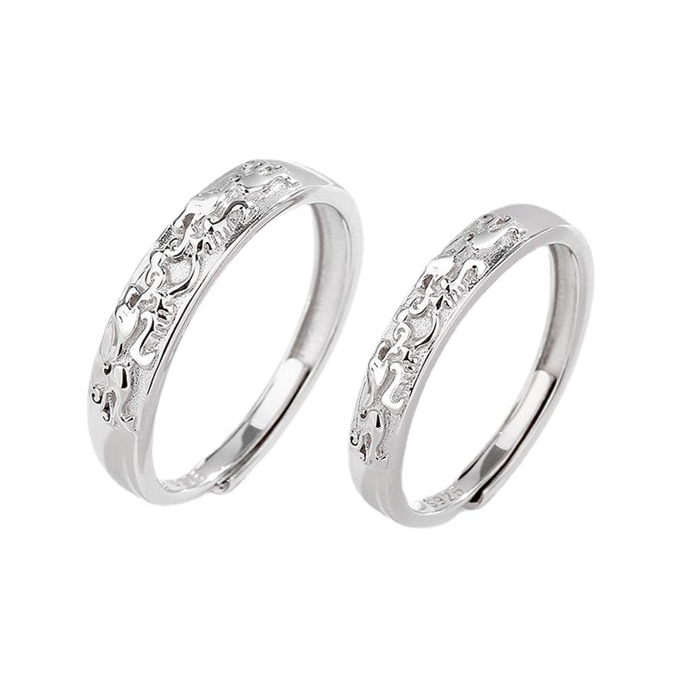 Rockyu ペアリング 貔貅モチーフ シルバー925 フリーサイズ 2個セット 開運お守り