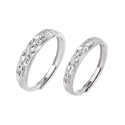 Rockyu ペアリング 貔貅モチーフ シルバー925 フリーサイズ 2個セット 開運お守り